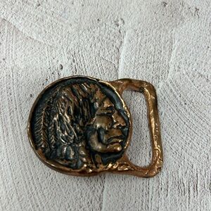 Solid Brass Native American Indian BTS Vintage Belt Buckle